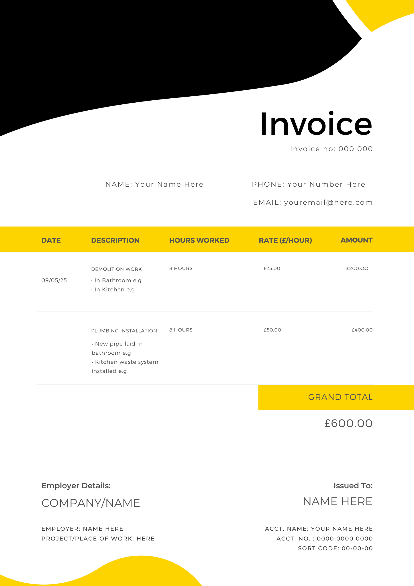 BuildFlow Sole Trader Invoice